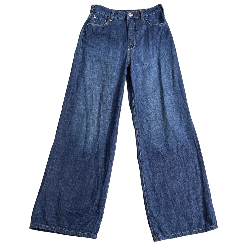 Anthropologie Pilcro Annie Wide Leg High Rise Jeans Womens 27 Dark Wash Denim